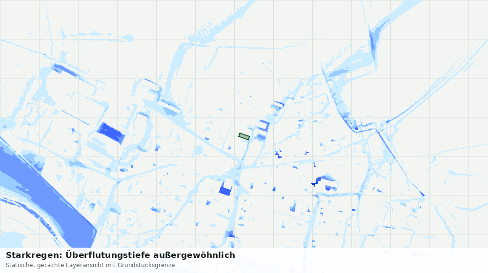 Statische Kartenansicht: Starkregen: Überflutungstiefe außergewöhnlich