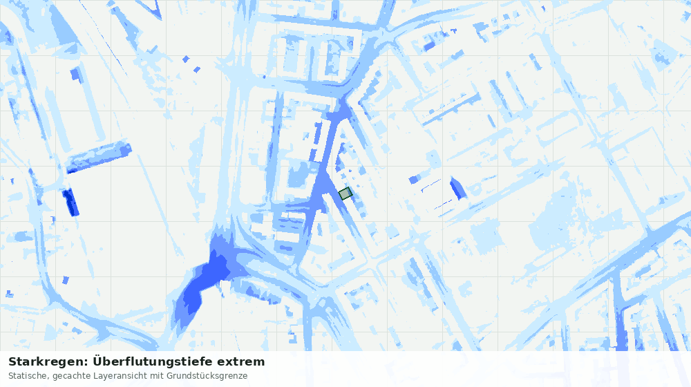 Statische Kartenansicht: Starkregen: Überflutungstiefe extrem