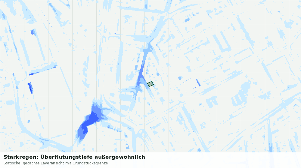 Statische Kartenansicht: Starkregen: Überflutungstiefe außergewöhnlich