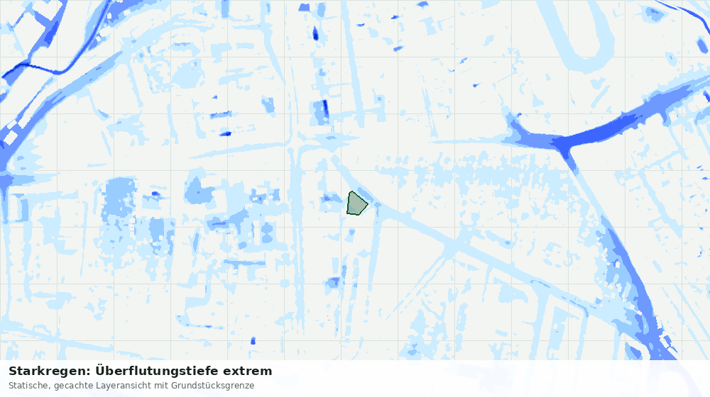 Statische Kartenansicht: Starkregen: Überflutungstiefe extrem