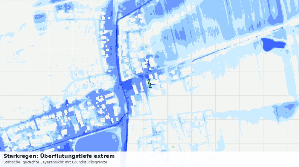 Statische Kartenansicht: Starkregen: Überflutungstiefe extrem