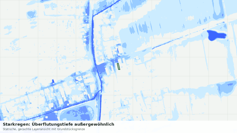 Statische Kartenansicht: Starkregen: Überflutungstiefe außergewöhnlich
