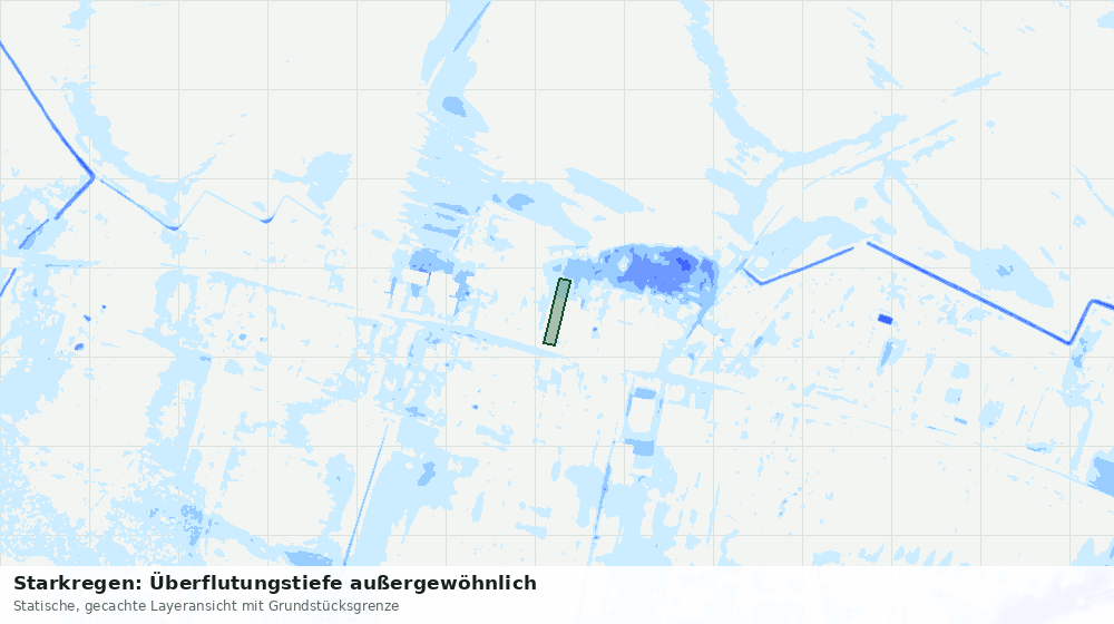 Statische Kartenansicht: Starkregen: Überflutungstiefe außergewöhnlich