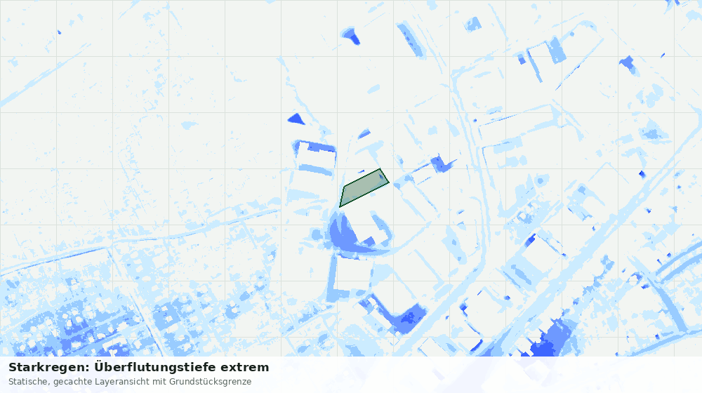 Statische Kartenansicht: Starkregen: Überflutungstiefe extrem