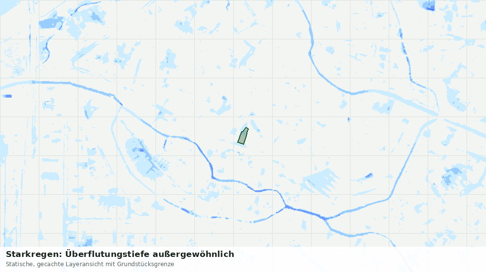 Statische Kartenansicht: Starkregen: Überflutungstiefe außergewöhnlich