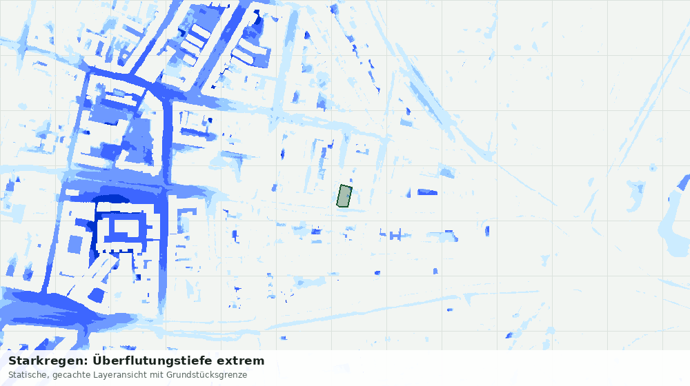 Statische Kartenansicht: Starkregen: Überflutungstiefe extrem