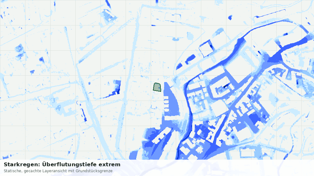 Statische Kartenansicht: Starkregen: Überflutungstiefe extrem