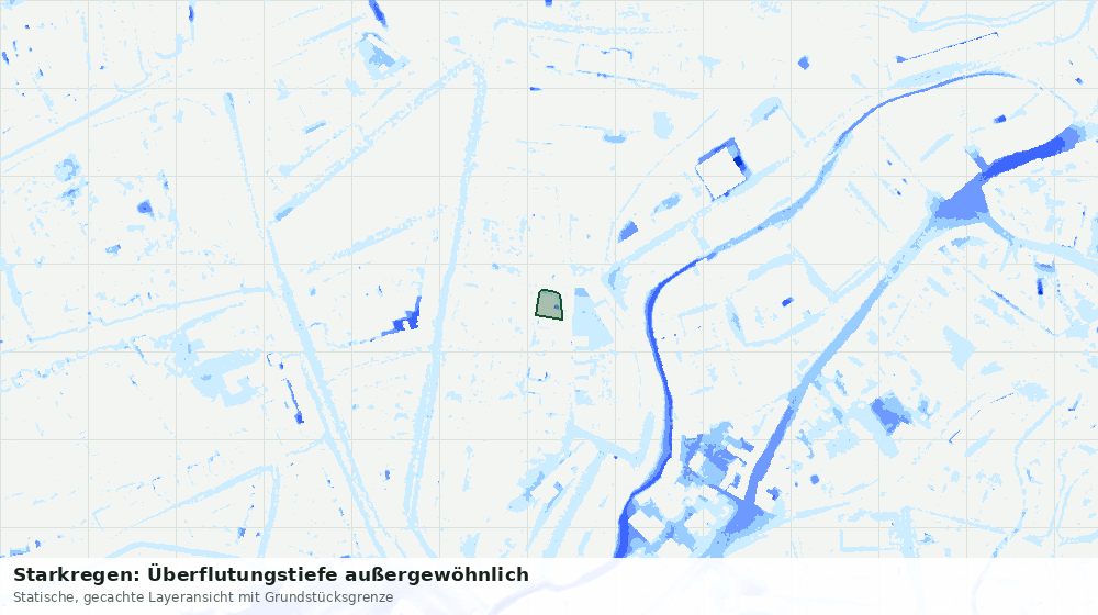 Statische Kartenansicht: Starkregen: Überflutungstiefe außergewöhnlich