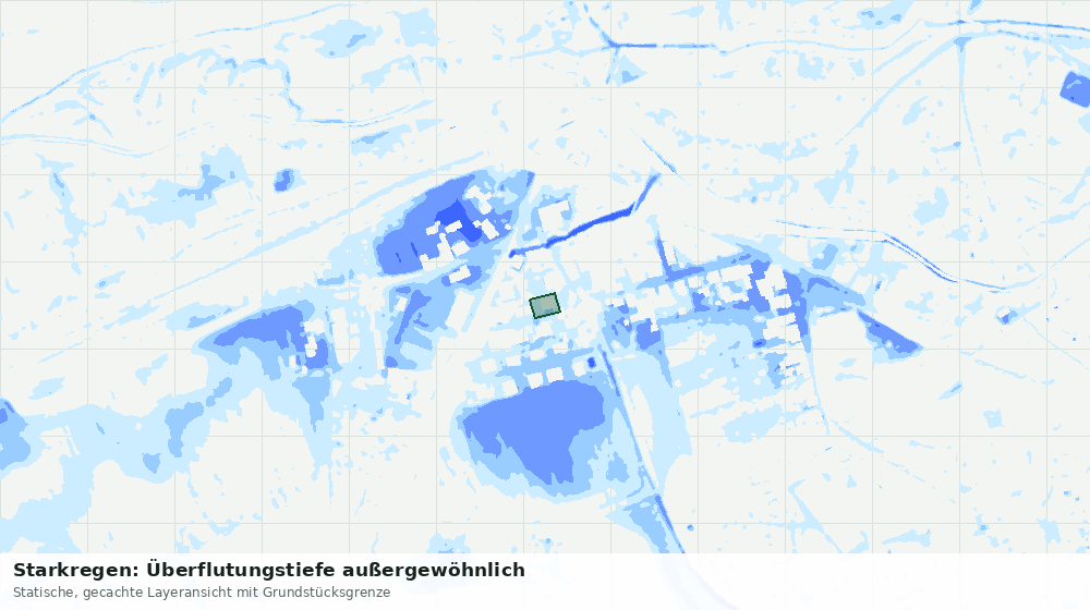 Statische Kartenansicht: Starkregen: Überflutungstiefe außergewöhnlich