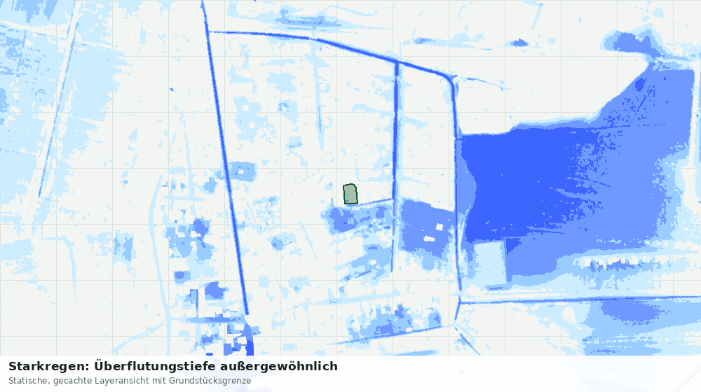 Statische Kartenansicht: Starkregen: Überflutungstiefe außergewöhnlich
