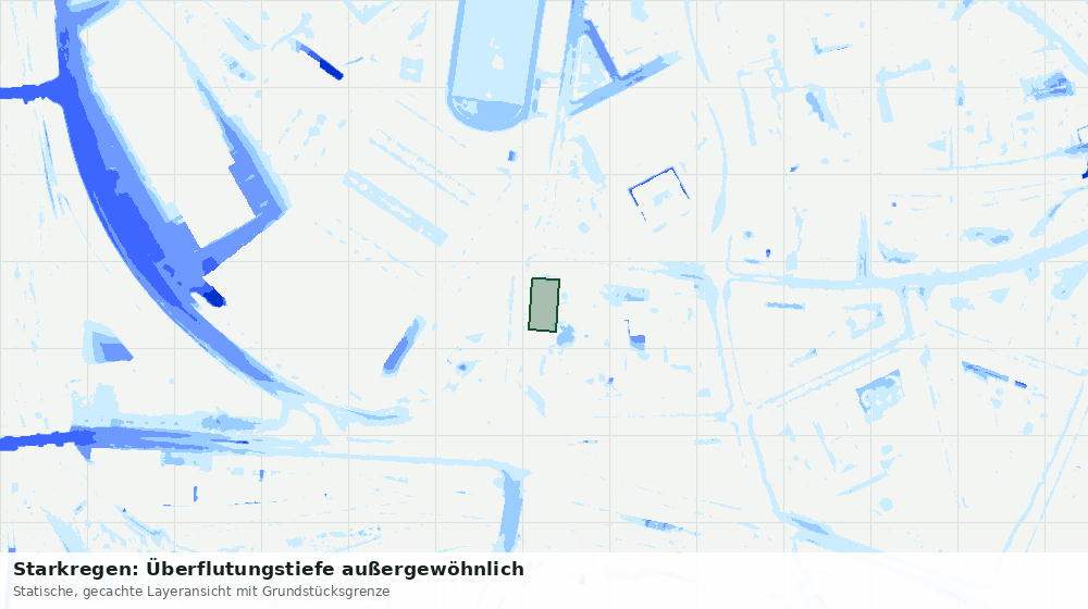 Statische Kartenansicht: Starkregen: Überflutungstiefe außergewöhnlich
