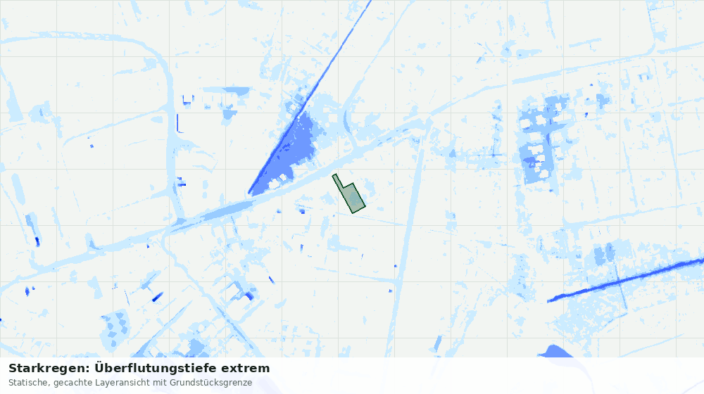 Statische Kartenansicht: Starkregen: Überflutungstiefe extrem