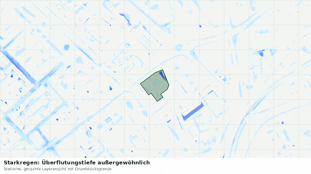 Statische Kartenansicht: Starkregen: Überflutungstiefe außergewöhnlich