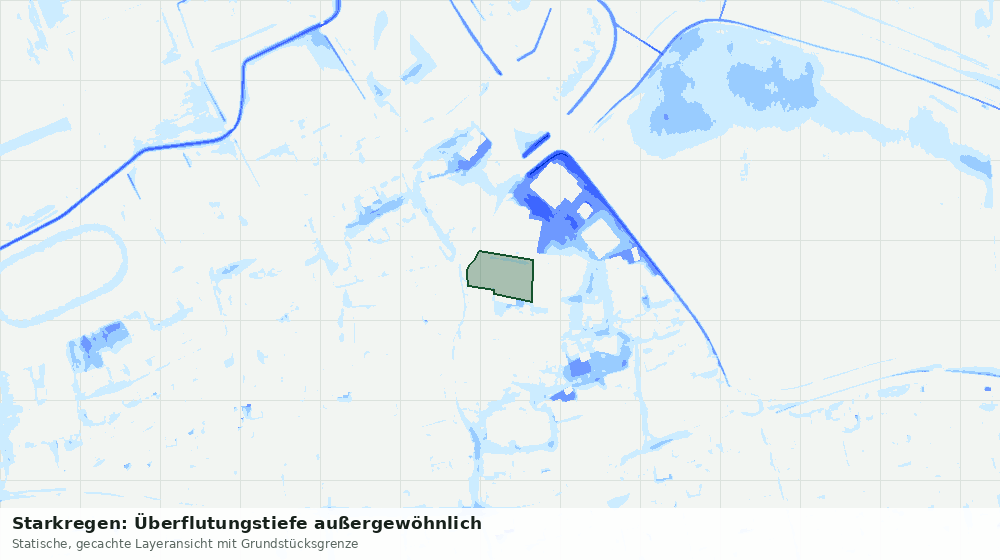 Statische Kartenansicht: Starkregen: Überflutungstiefe außergewöhnlich