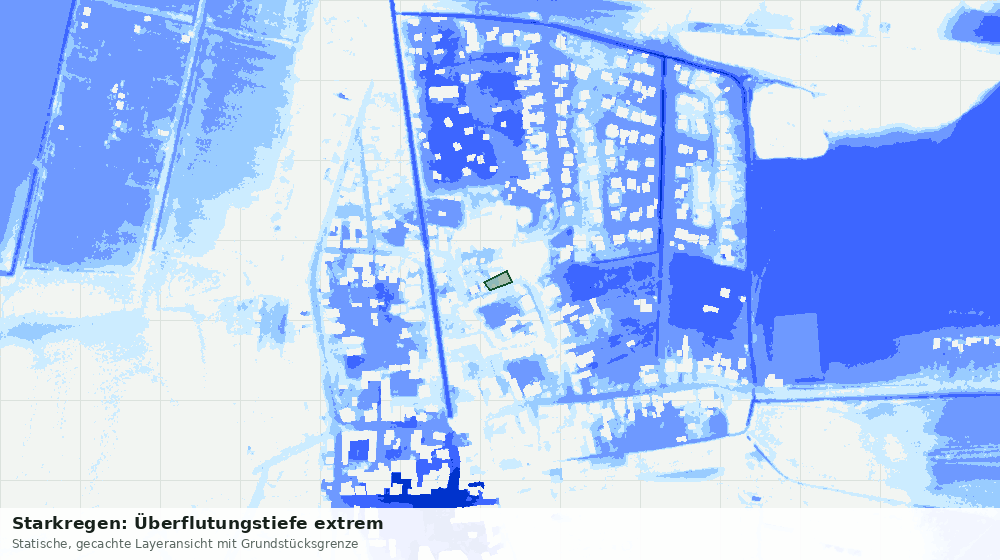 Statische Kartenansicht: Starkregen: Überflutungstiefe extrem