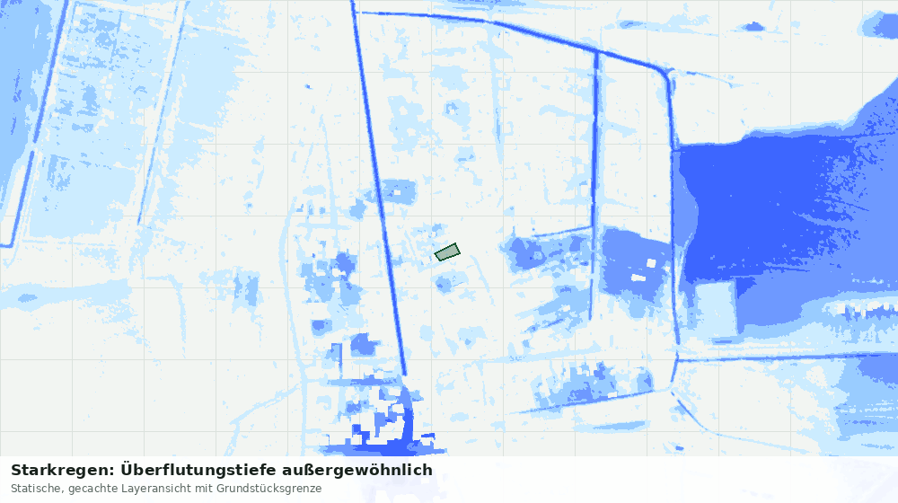 Statische Kartenansicht: Starkregen: Überflutungstiefe außergewöhnlich