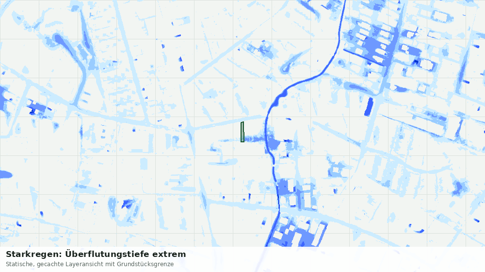 Statische Kartenansicht: Starkregen: Überflutungstiefe extrem