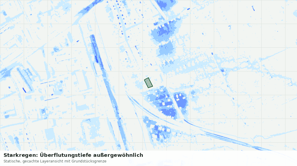 Statische Kartenansicht: Starkregen: Überflutungstiefe außergewöhnlich