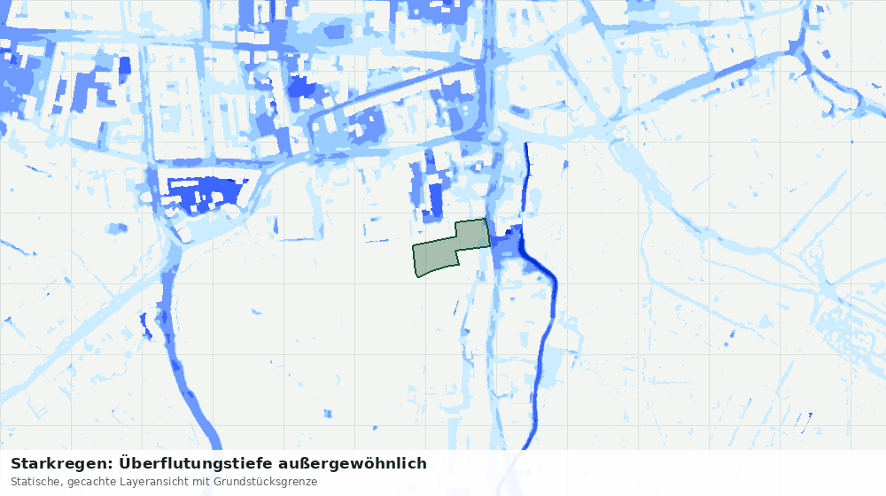 Statische Kartenansicht: Starkregen: Überflutungstiefe außergewöhnlich