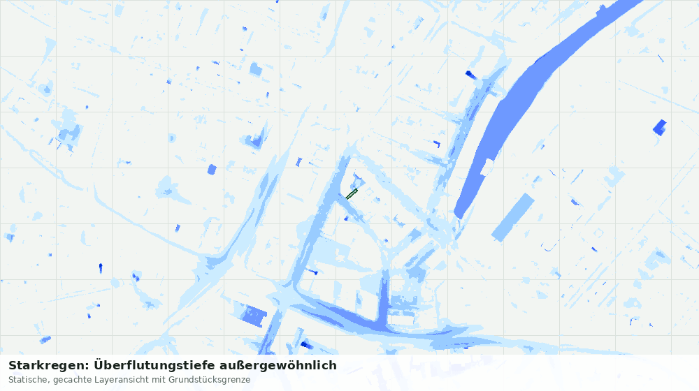 Statische Kartenansicht: Starkregen: Überflutungstiefe außergewöhnlich