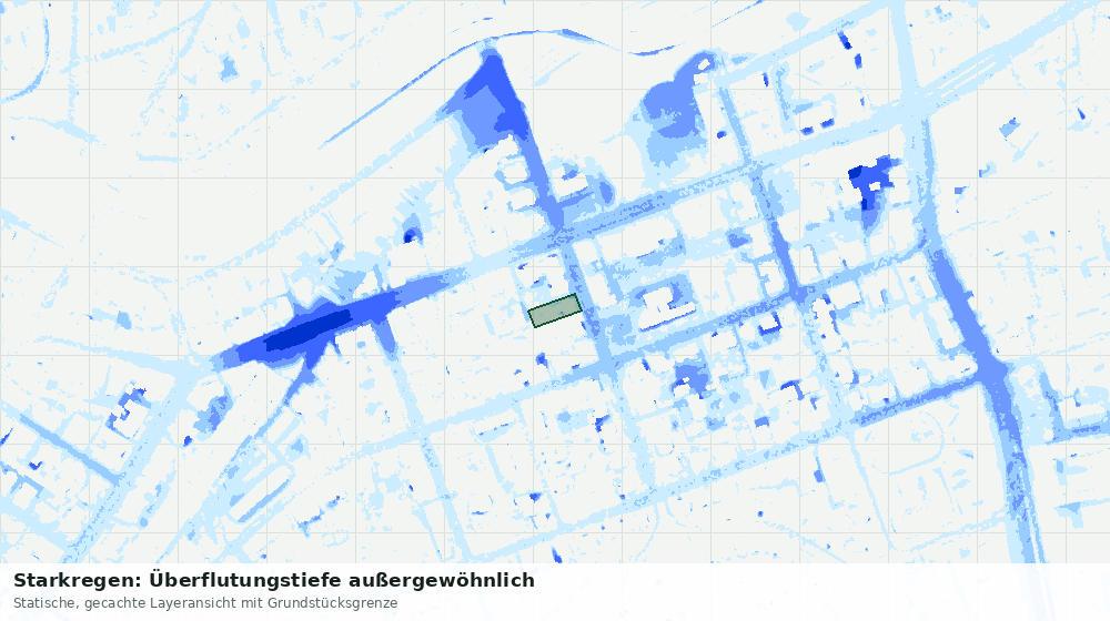 Statische Kartenansicht: Starkregen: Überflutungstiefe außergewöhnlich