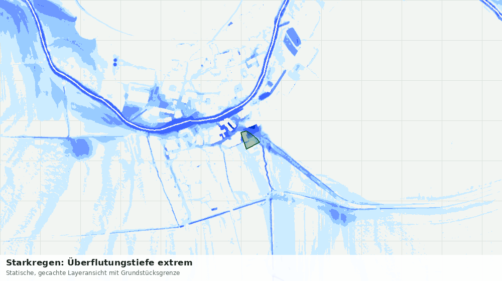 Statische Kartenansicht: Starkregen: Überflutungstiefe extrem