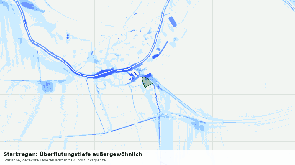 Statische Kartenansicht: Starkregen: Überflutungstiefe außergewöhnlich