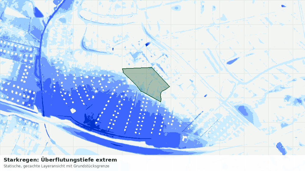 Statische Kartenansicht: Starkregen: Überflutungstiefe extrem