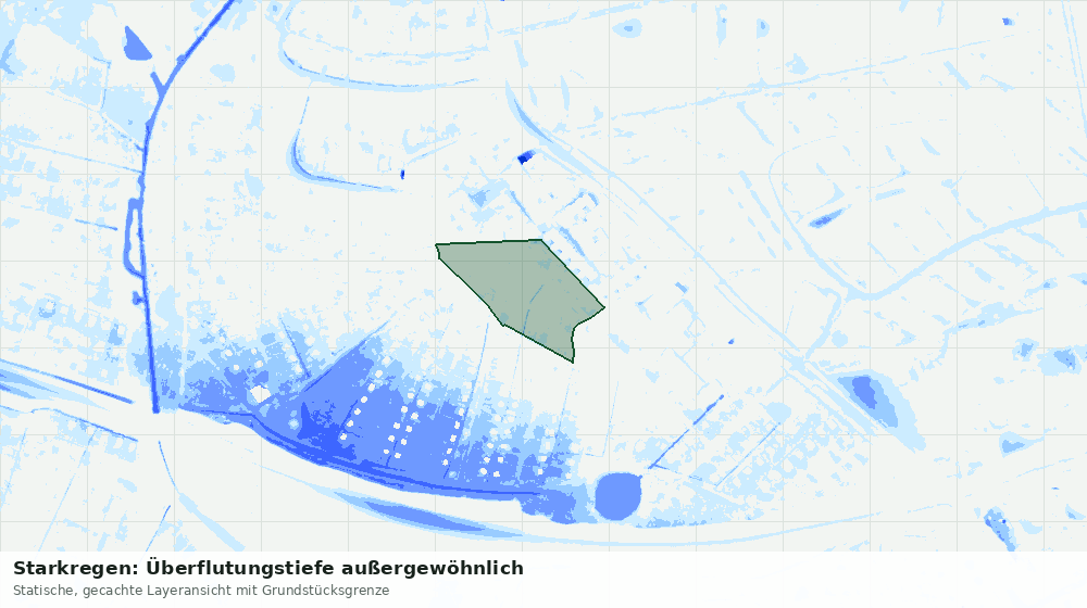 Statische Kartenansicht: Starkregen: Überflutungstiefe außergewöhnlich