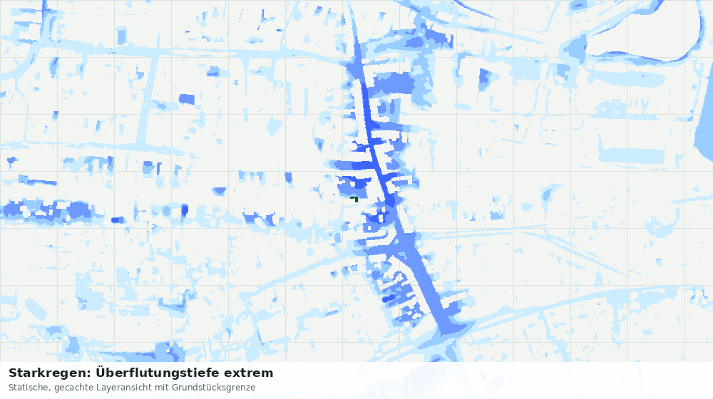 Statische Kartenansicht: Starkregen: Überflutungstiefe extrem