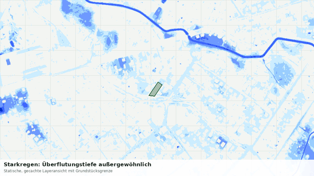 Statische Kartenansicht: Starkregen: Überflutungstiefe außergewöhnlich