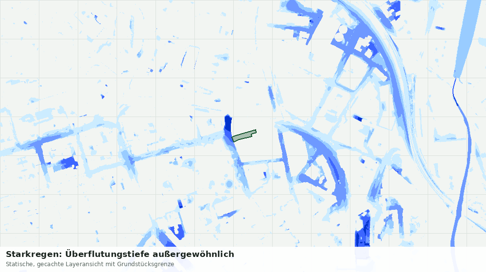 Statische Kartenansicht: Starkregen: Überflutungstiefe außergewöhnlich