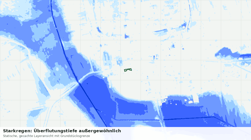 Statische Kartenansicht: Starkregen: Überflutungstiefe außergewöhnlich