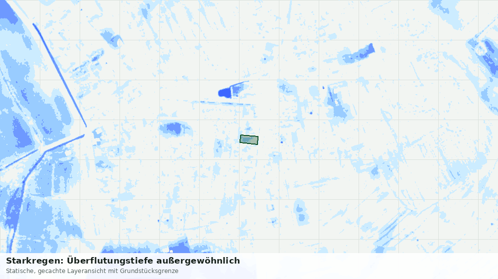 Statische Kartenansicht: Starkregen: Überflutungstiefe außergewöhnlich
