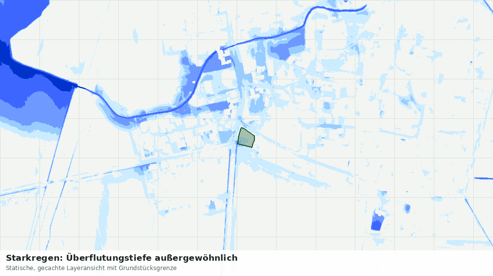 Statische Kartenansicht: Starkregen: Überflutungstiefe außergewöhnlich