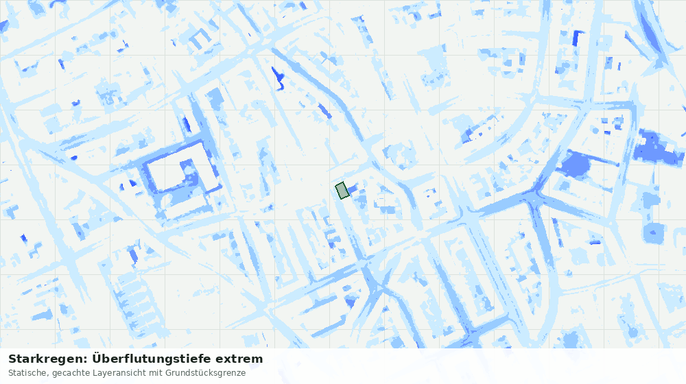 Statische Kartenansicht: Starkregen: Überflutungstiefe extrem