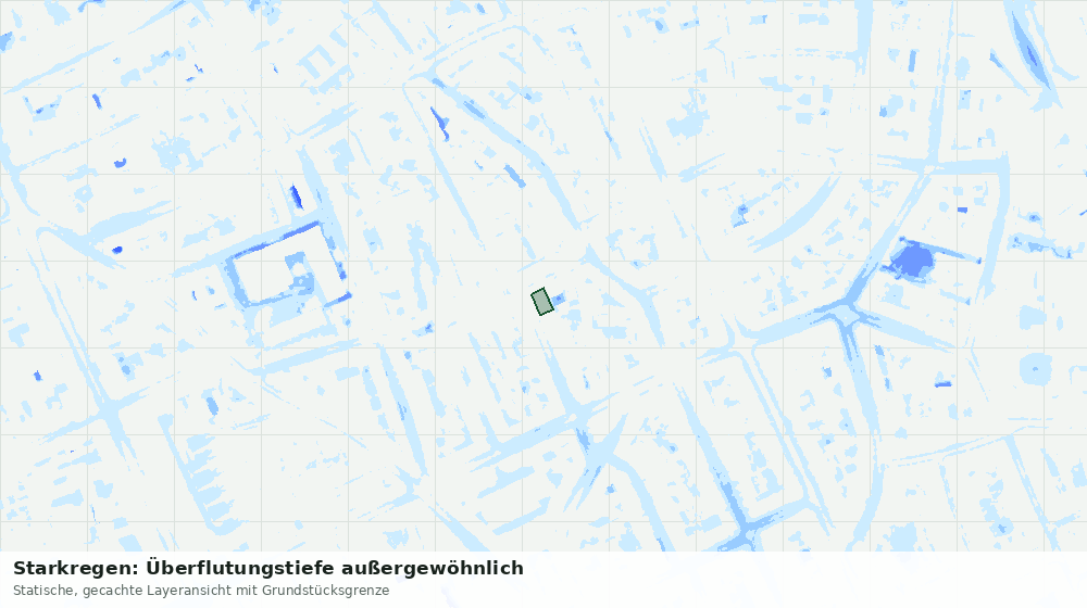 Statische Kartenansicht: Starkregen: Überflutungstiefe außergewöhnlich