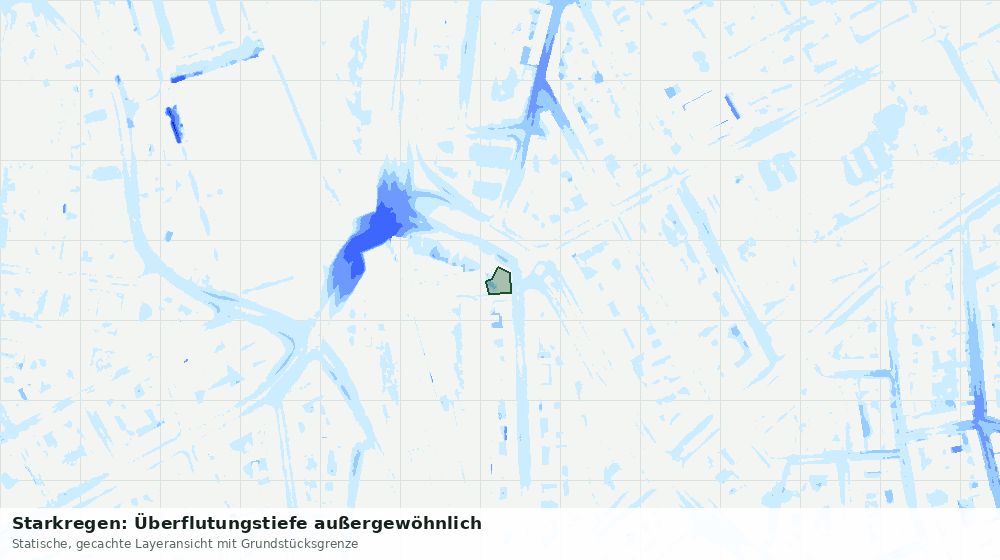 Statische Kartenansicht: Starkregen: Überflutungstiefe außergewöhnlich