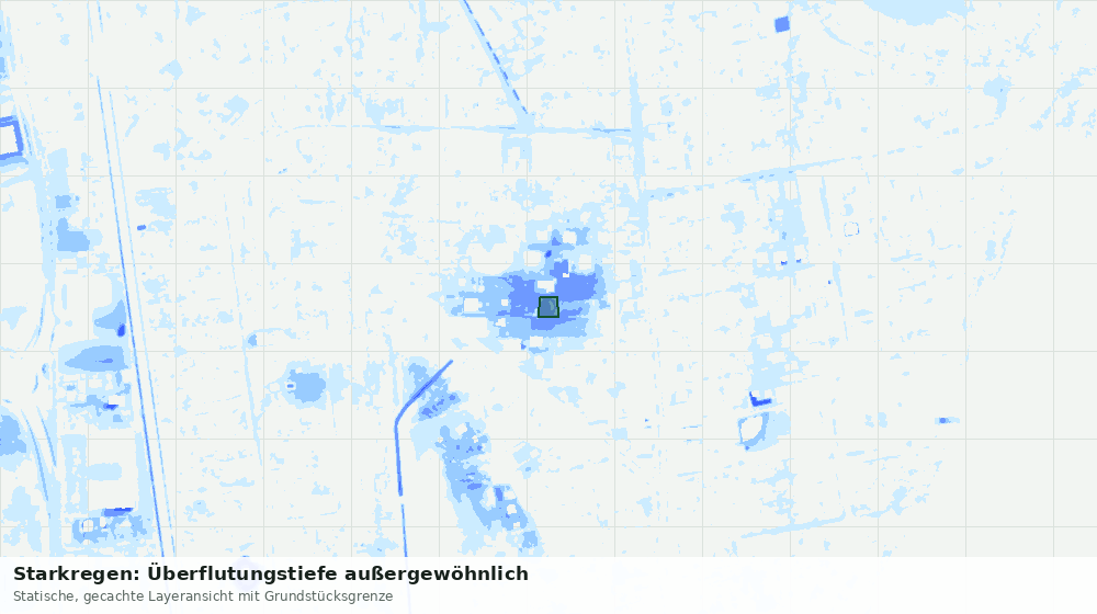 Statische Kartenansicht: Starkregen: Überflutungstiefe außergewöhnlich