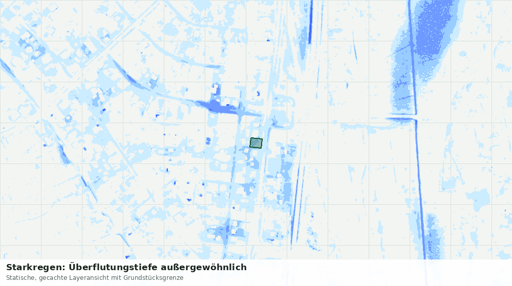 Statische Kartenansicht: Starkregen: Überflutungstiefe außergewöhnlich