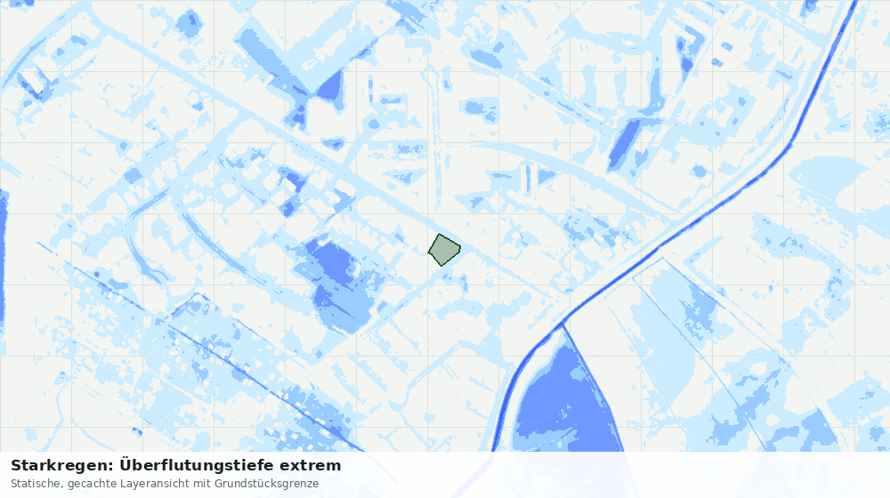 Statische Kartenansicht: Starkregen: Überflutungstiefe extrem