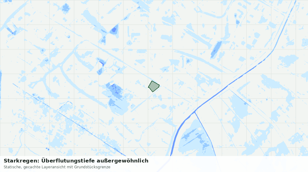 Statische Kartenansicht: Starkregen: Überflutungstiefe außergewöhnlich