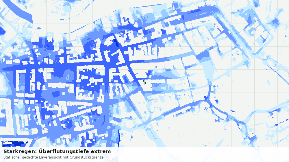 Statische Kartenansicht: Starkregen: Überflutungstiefe extrem