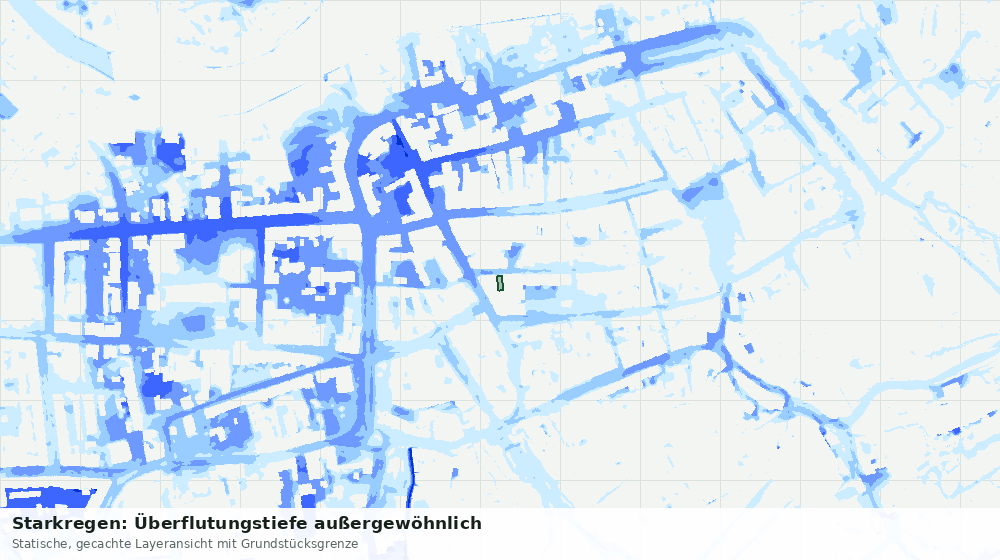 Statische Kartenansicht: Starkregen: Überflutungstiefe außergewöhnlich