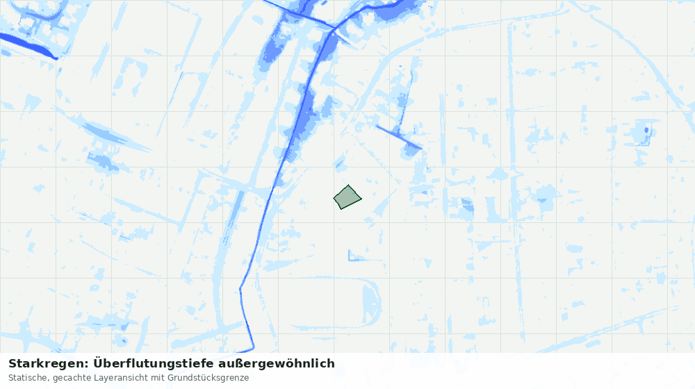 Statische Kartenansicht: Starkregen: Überflutungstiefe außergewöhnlich