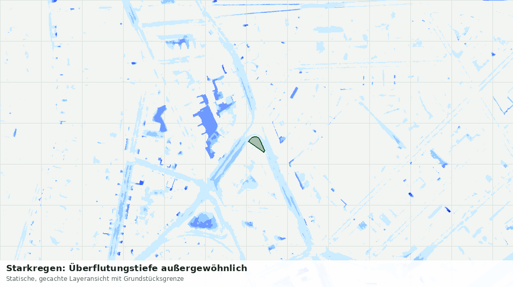 Statische Kartenansicht: Starkregen: Überflutungstiefe außergewöhnlich