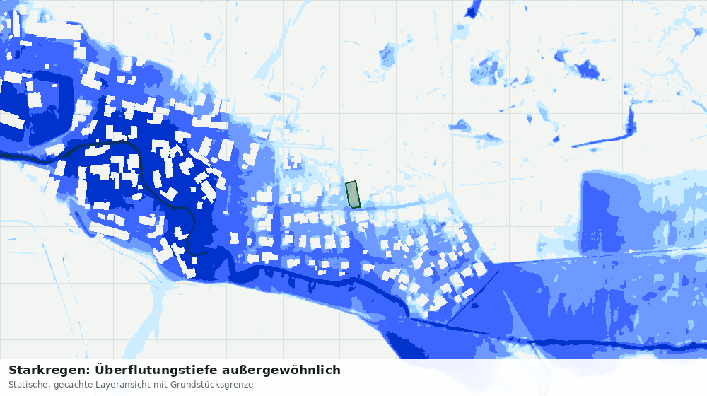 Statische Kartenansicht: Starkregen: Überflutungstiefe außergewöhnlich