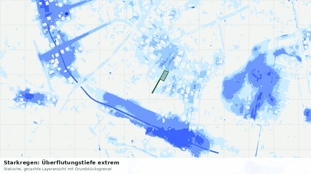 Statische Kartenansicht: Starkregen: Überflutungstiefe extrem