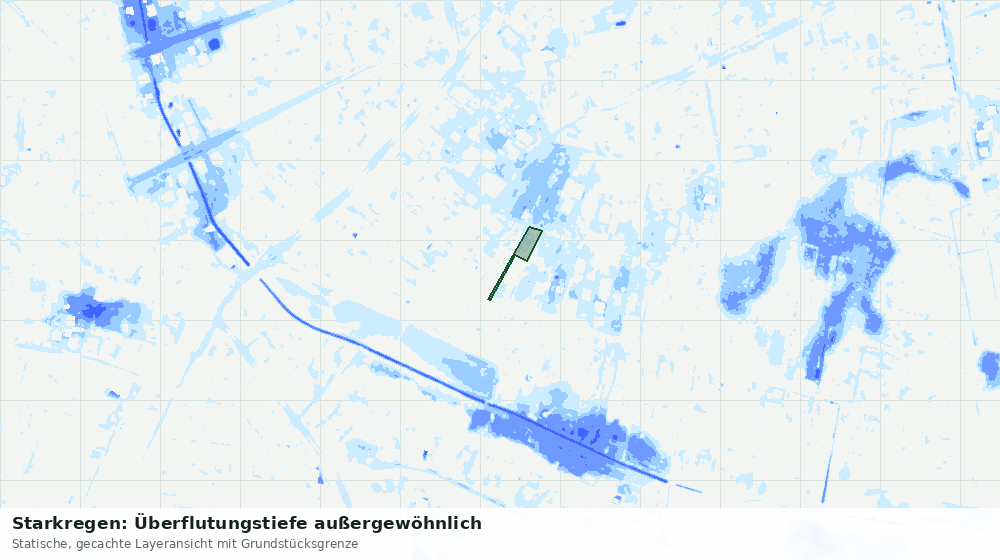 Statische Kartenansicht: Starkregen: Überflutungstiefe außergewöhnlich