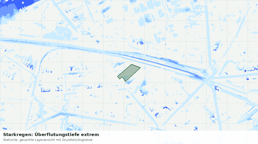 Statische Kartenansicht: Starkregen: Überflutungstiefe extrem